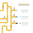 Pipelines infographics template. Pipes and valves.