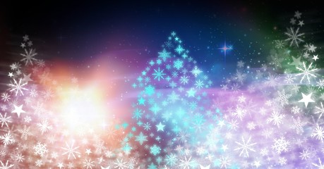 Poster - Snowflake Christmas tree colorful pattern shapes for New Year