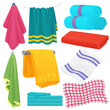 Cute cartoon folded vector towels set.