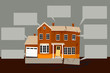 Exterior of a house in need of multiple repairs with empty text bubbles on the background, EPS 8 vector illustration