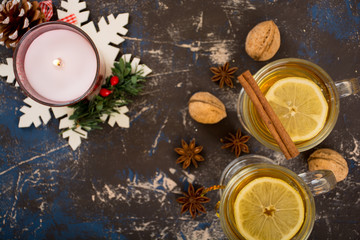 Wall Mural - Hot tea with lemon and cinnamon