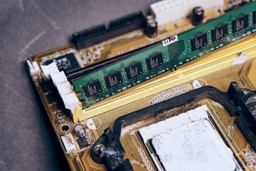 Poster - microchip, motherboard, memory card, close-up