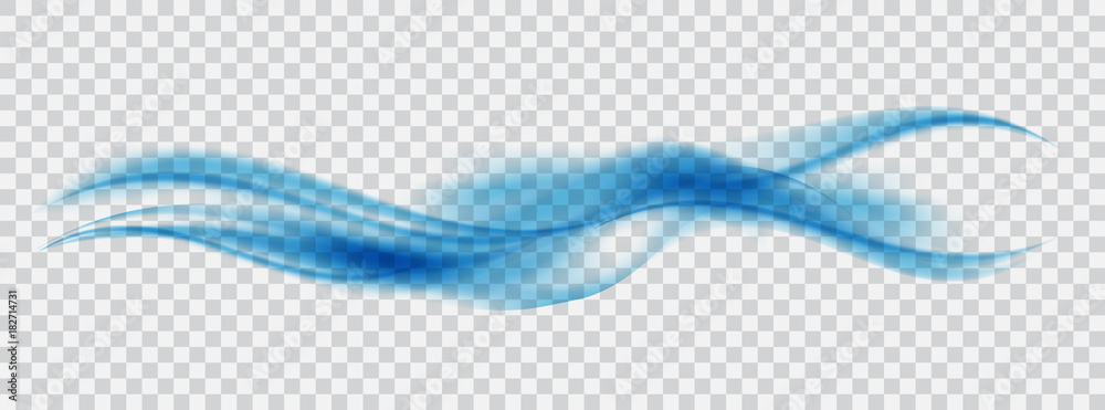 Abstract Blue Wave on transparent Background. Vector Illustration. - obrazy, fototapety, plakaty 