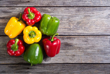 Colorful Green , Red And Yellow Peppers