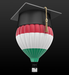 Poster - Hot Air Balloon with Hungarian Flag and Graduation cap. Image with clipping path