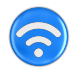Poster - Button with Wi-Fi sign. Image with clipping path