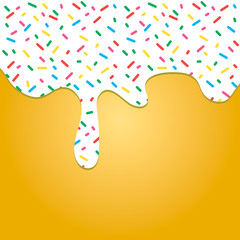 Poster - Abstract vector ice cream background. Flat illustration of dairy product. Color image with vanilla cream melted on wafer backdrop. Place for advertising. Banner for text. texture sweet food.