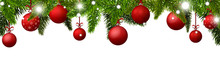 New Year Banner With Red Christmas Balls. Vector Illustration
