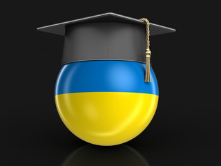 Poster - Graduation cap and Ukrainian flag. Image with clipping path