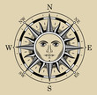 Compass in the form of the sun. The style of engraving.