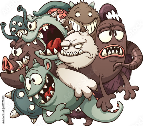 Cuadros en Lienzo Cartoon ball of monsters