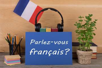 Fototapete - concept of learning French language - paper with text 