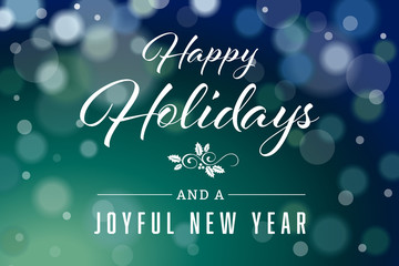 Wall Mural - Dark Green Happy Holidays and Joyful New Year Horizontal Vector 2