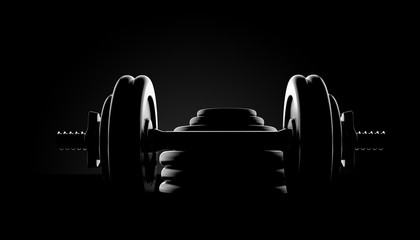 Wall Mural - Dumbbell on black background