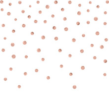 Rose Gold Glitter Beautiful Fashion Background Polka Dot Vector Illustration. Pink Golden Dots Confetti Objects.