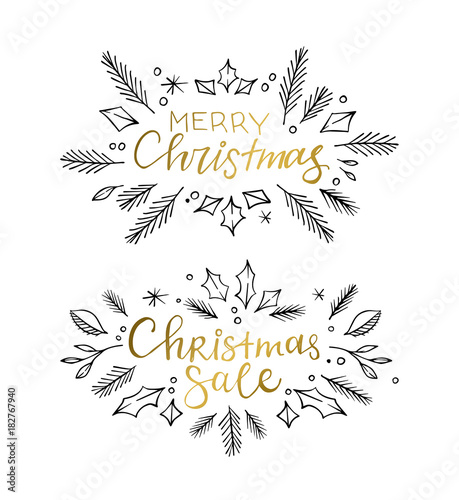 Hand Sketched Vector Ilrations 2 Ready To Use Christmas Hand Sketched Vector Ilrations 2 Ready To Use Christmas Lettering With Fl Elements Winter