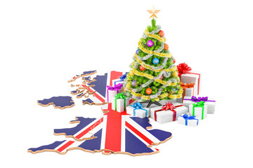 Poster - christmas and new year holidays in great britain concept. 3d rendering