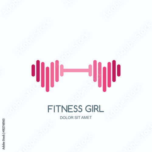 Female Fitness Gym Concept Vector Logo Label Icon Or Emblem