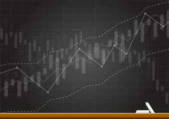 Business candle stick graph chart of stock market investment trading on dark background design. Bullish point, Trend of graph. Vector illustration