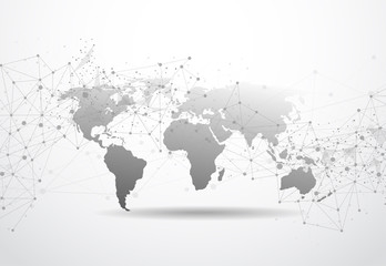 Global network business connection. World map point and line composition concept of global business. Vector Illustration