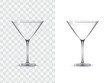 Realistic margarita glasses, vector illustration isolated on white and transparent background. Mock up, template of glassware for cocktail