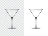 Fototapeta  - Realistic margarita glasses, vector illustration isolated on white and transparent background. Mock up, template of glassware for cocktail