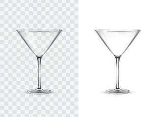 Canvas Print - Realistic margarita glasses, vector illustration isolated on white and transparent background. Mock up, template of glassware for cocktail