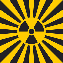 Poster - Sign dangerous Ionizing radiation pop art style, vector Ionizing radiation sign in yellow and black rays, Hazard symbol background warning
