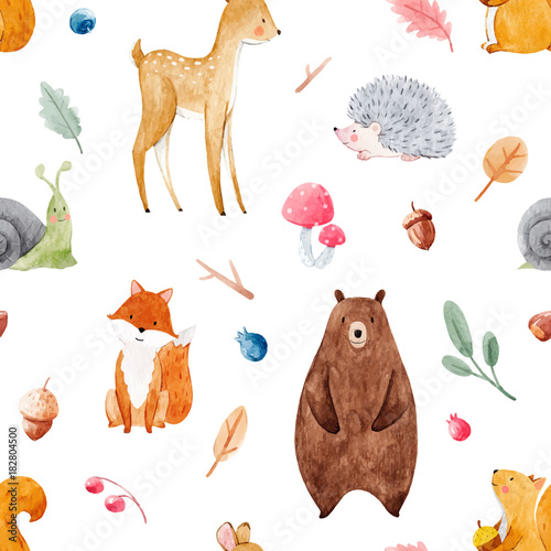 Fotomural Watercolor baby vector pattern