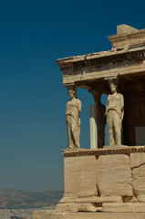 Fototapete - parthenon in Athens greece ancient monuments caryatids
