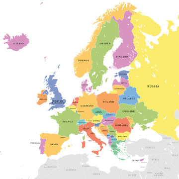 Wall Mural - Vector Colored European Map