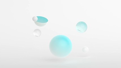 Poster - Seamless abstract motion of geometric shapes. Computer generated loop animation with spheres. Modern background design for poster, cover, branding, banner. 3d rendering 4k UHD