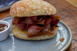 bacon sandwich on plate