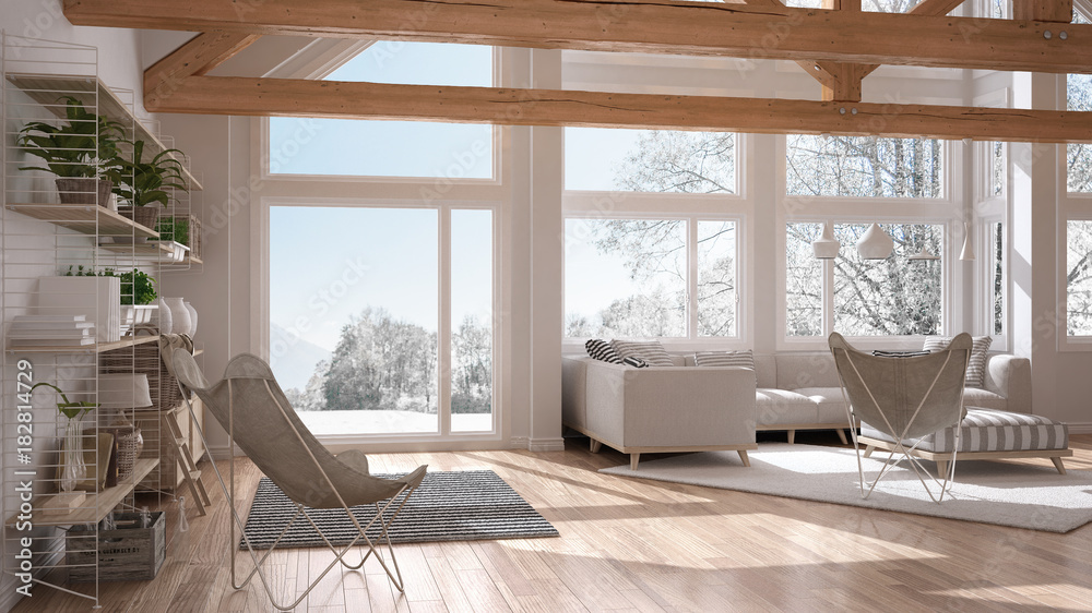 Image result for Living room of luxury eco house, parquet floor and wooden roof trusses ...