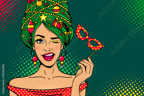 Tela Wow pop art Christmas face