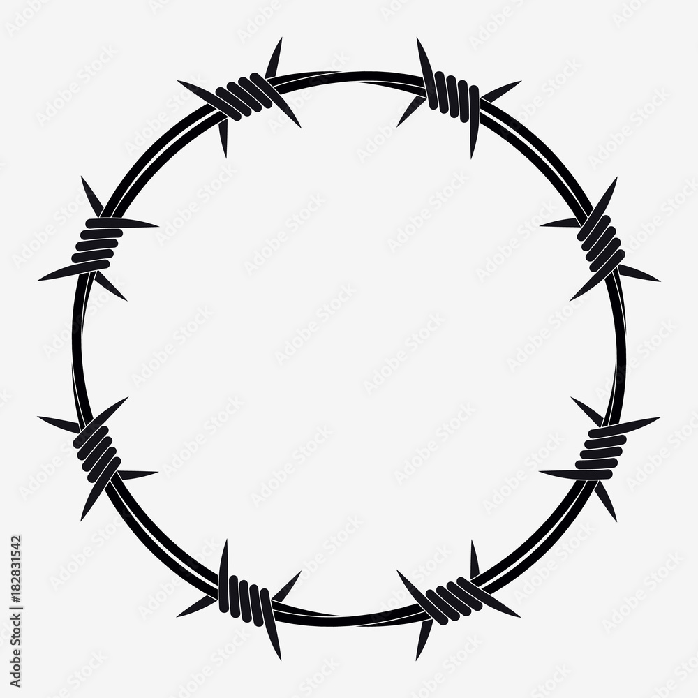 Barbed Wire of Circle Shape - obrazy, fototapety, plakaty 