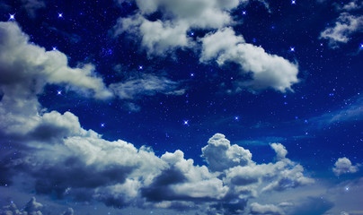Wall Mural - night sky with clouds fully with the star
