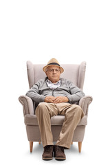 Sticker - Mature man seated in an armchair