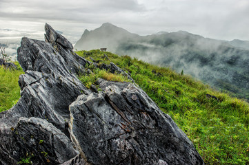 Wall Mural - Mountain beautiful view and landmark of big stone at Doi pha tang number 103 in chiangrai tourist attraction in thailand