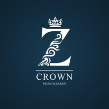 Elegant Letter Z. Graceful Royal Style. Calligraphic Beautiful Logo. Vintage Drawn Emblem For Book Design, Brand Name, Business Card, Restaurant, Boutique, Hotel. Vector Illustration