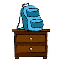 Poster - Backpack on drawer icon vector illustration graphic design