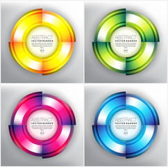Wall Mural - Abstract circle vector banner set of 4. Circular web banners. Isolated with realistic light and shadow on the light panel. Each item contains space for own text. Vector illustration. Eps10.