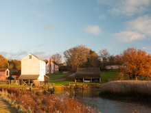 Sunny Autumn Day White Old Famous Mill Alresford Countryside Scene