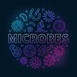 Microbes round colorful outline illustration made with microbe i