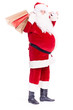 © Mediaphotos - Portrait of Santa Claus posing with bunch of shopping bags on white background