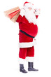 © Mediaphotos - Portrait of Santa Claus posing with bunch of shopping bags on white background