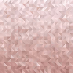 Wall Mural - Rose Gold Geometric Low Poly Vector Background. Pink Metallic Gradient Faceted Horizontally Seamless Pattern. Shiny Triangles. Pattern Tile Swatch Included.