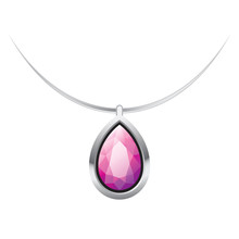 Silver Necklace & Pendant With Tear Drop Shape Purple Color Gem