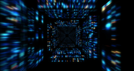 Poster - 3D Futuristic abstract background. Motion graphic for abstract data center, server, internet, speed. 