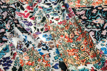 motley colorful square light fabric disintegrated soft pleats print